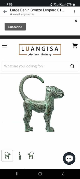 Benin Leopard Sculptura Bronz Provenienta Nigeria Foarte Rar!!!