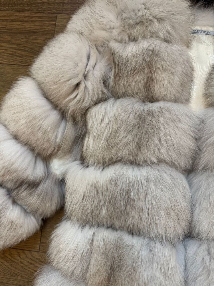Палто естествен косъм сребърна лисица