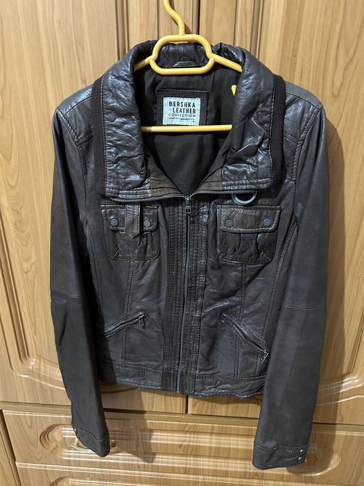 Jachetă de piele naturală Bershka damă