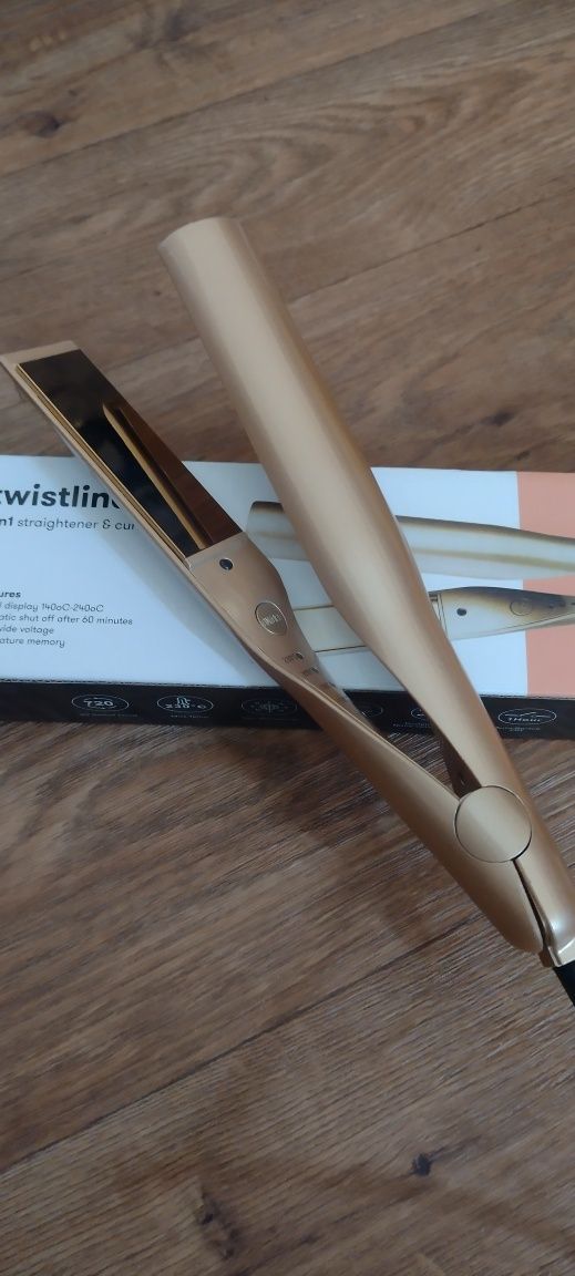 Златна преса за коса twistline 2in1