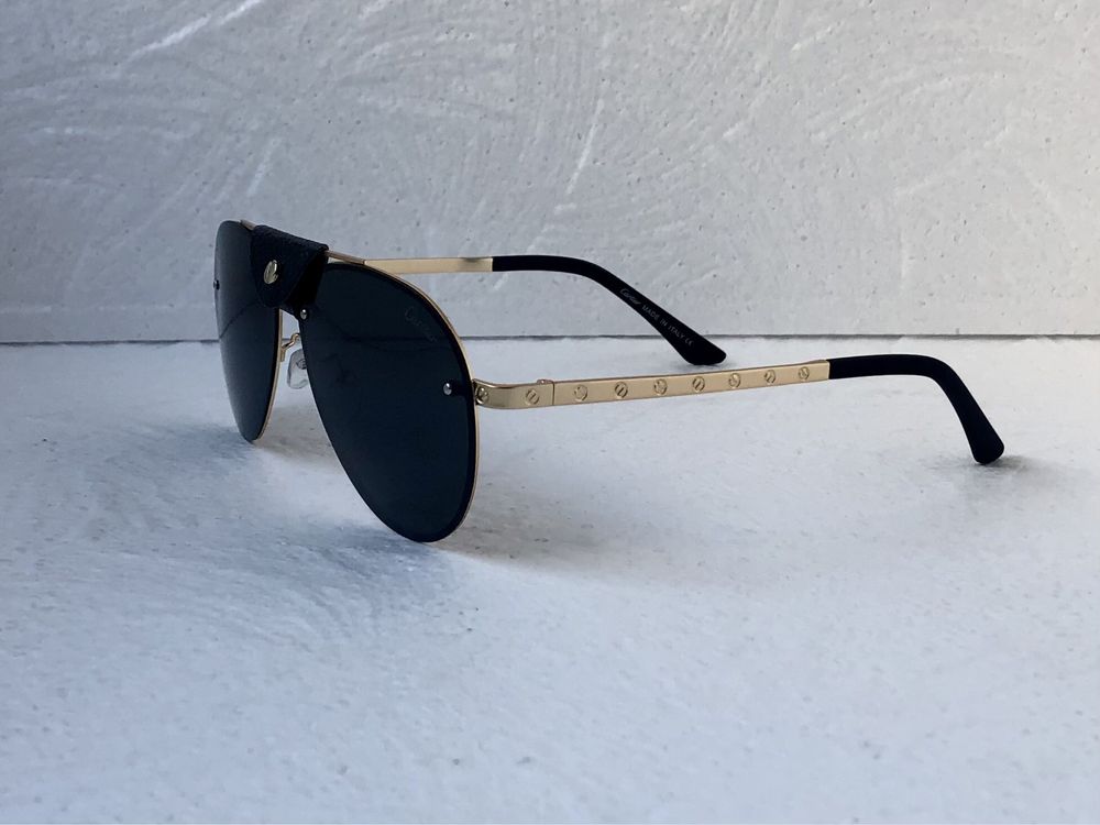 Cartier Мъжки слънчеви очила авиатор с кожа