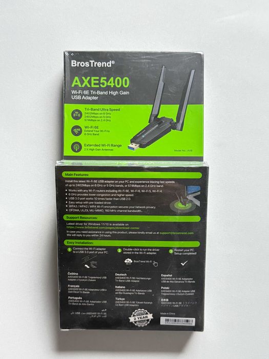 BrosTrend AXE5400 WiFi 6E USB Adapter | Tri-Band
