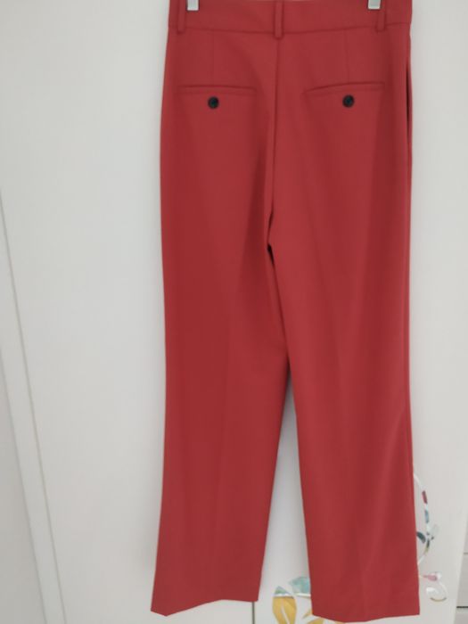 Pantaloni drepti la dunga, roz pudra, S/M