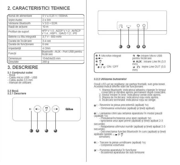 -50% Boxa Bluetooth Qilive Q1018, 800mAh, aut.6h, RMS 6W