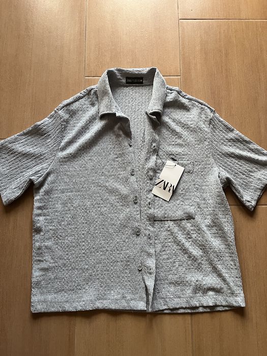 Camasa Zara Texturata S Albastru Deschis