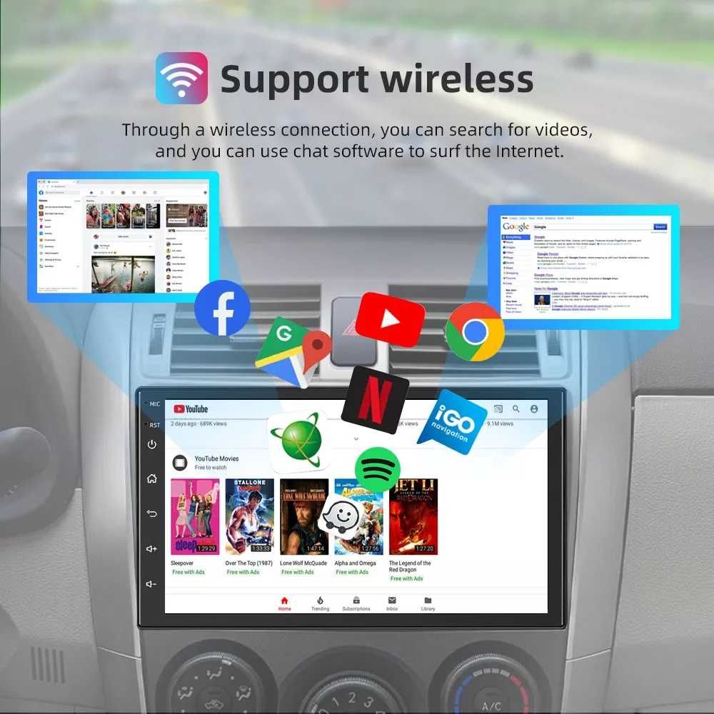 Navigatie universala 2din 2 din Android Bluetooth Usb Gps Waze Youtube