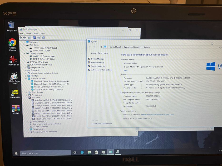 DELL XPS L702X i7 , GeForce GT555M 3GB, 16GB  ram  ssd sau dezmembrez