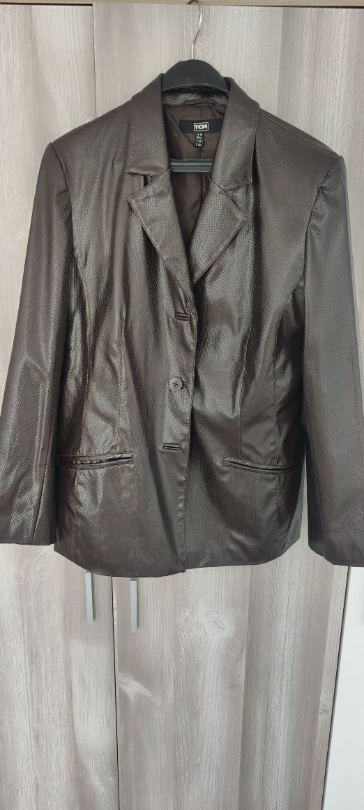 Кафяво кожено яке, сако пролет/есен L /42 Brown leather jacket blazer