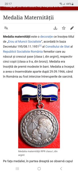 Medalia maternitatii
