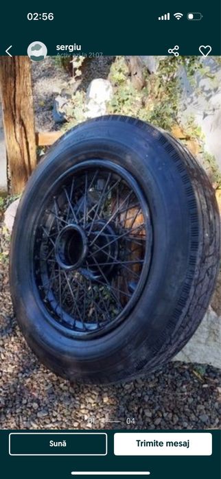 Roată originală Rolls-Royce interbelic, jantă spițată, stare excelentă