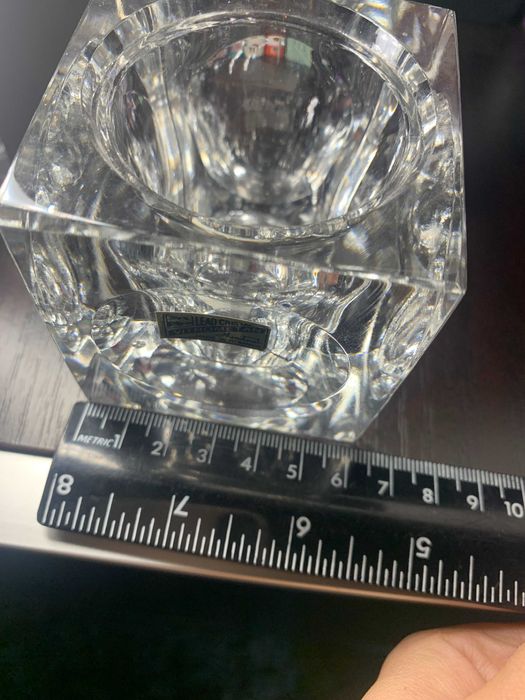 Sfesnic x2 sau vaza cristal fin Vitrometan Romania vintage nu Bohemia