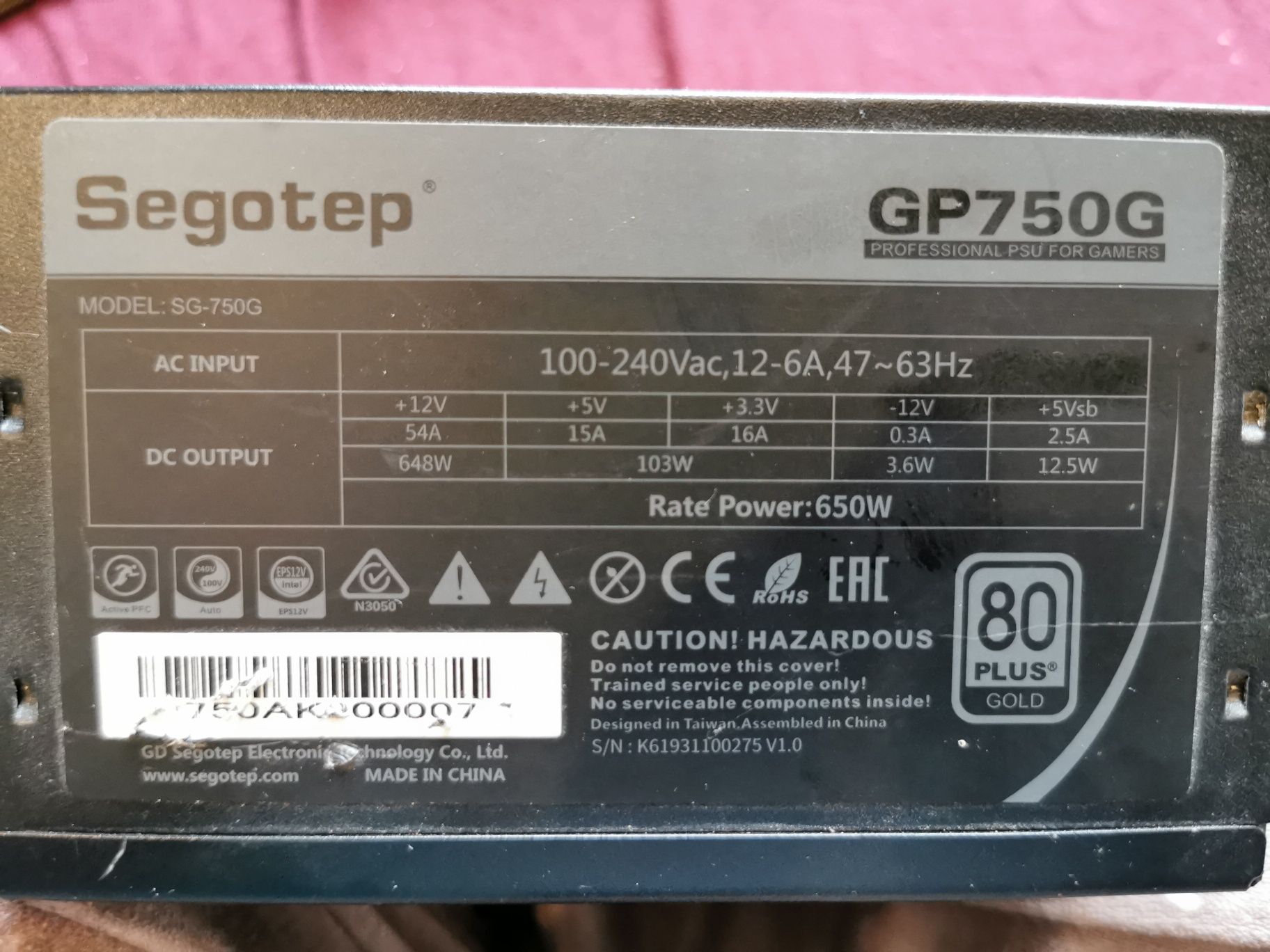 Sursa Segotep gp750g 650w gold