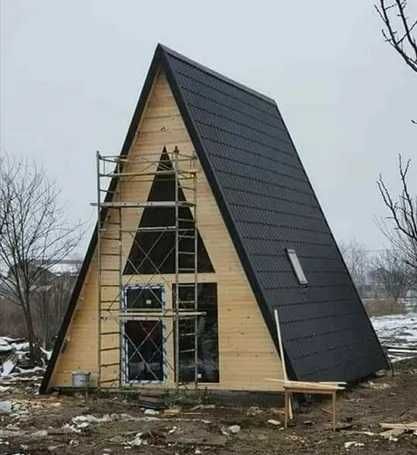Vand case modulare moderne pe structura metalica, cabane tip A