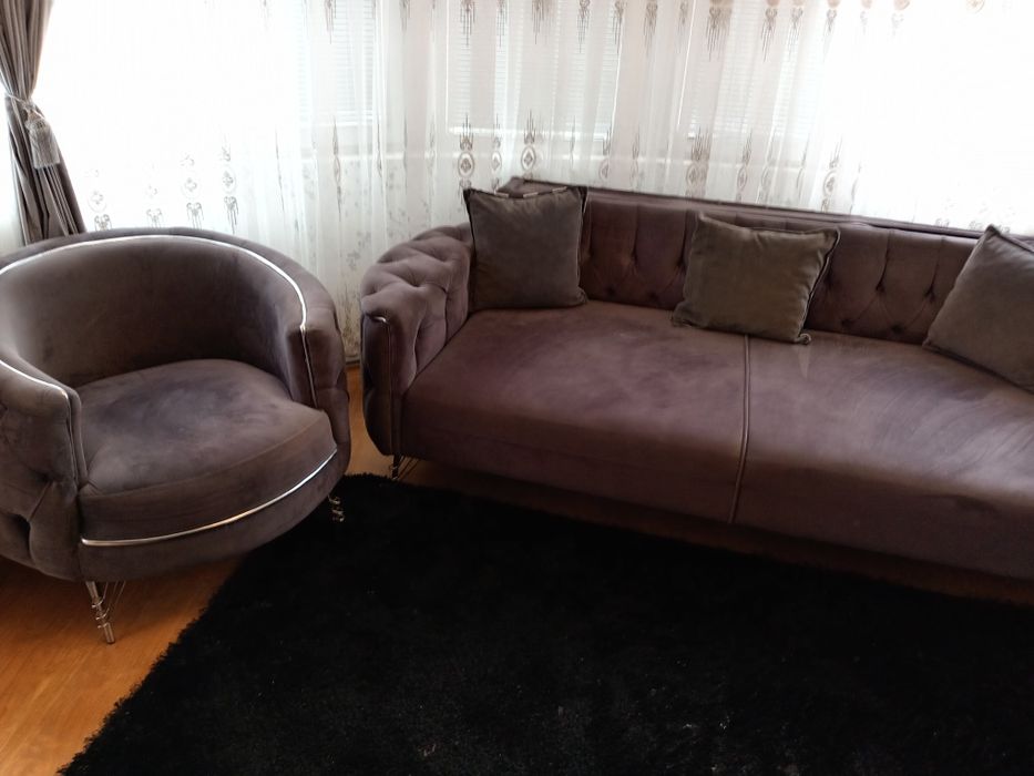 диванен комплект в тъмно сив цвят