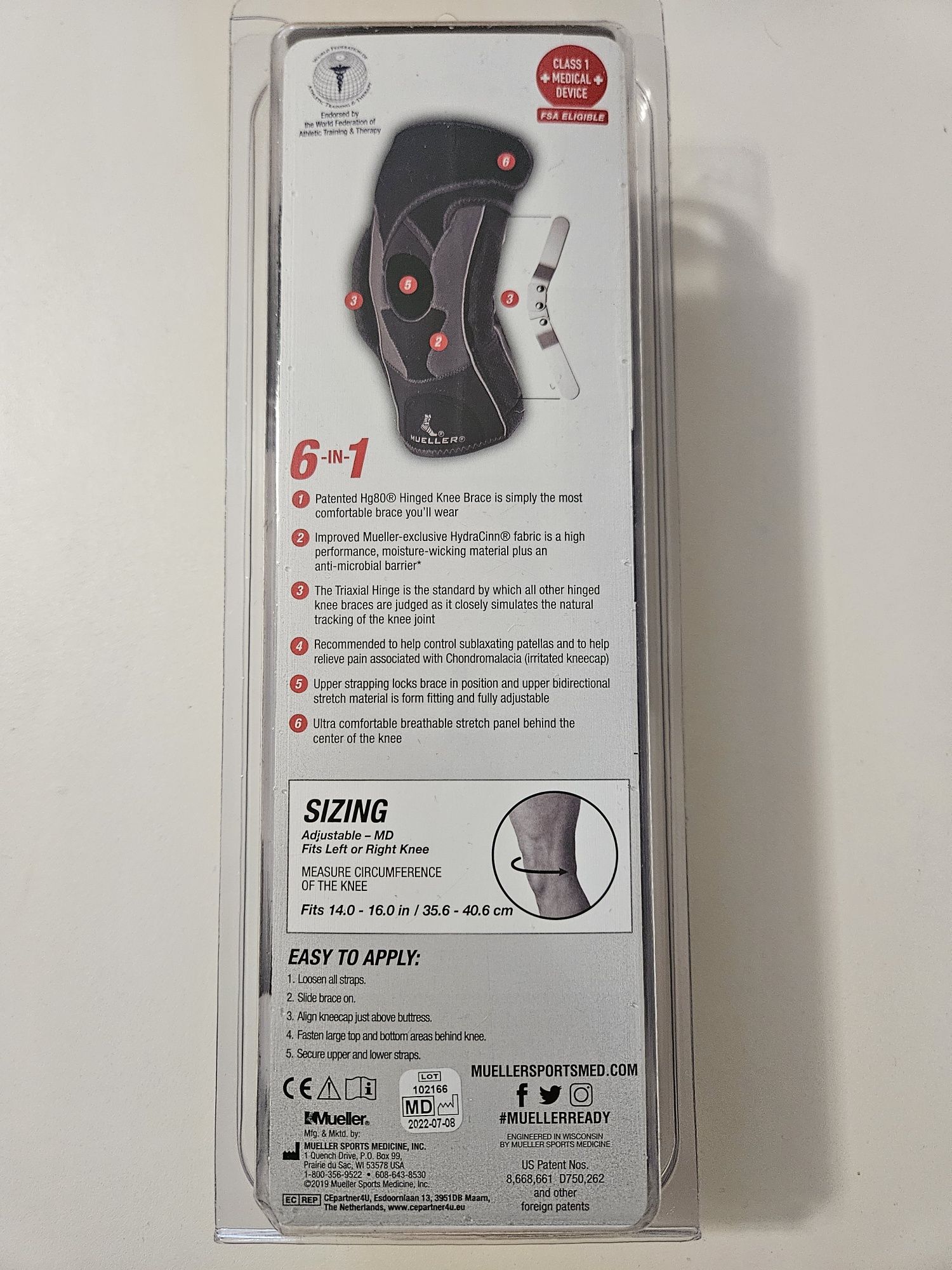 ПРОМО!MUELLER Hg80 Premium Hinged Knee Brace, М.