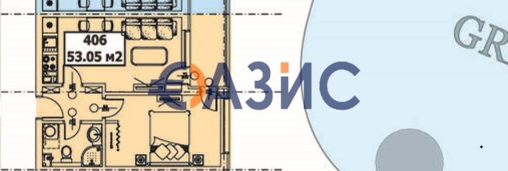 2-стаен апартамент на 4-ти етаж, Грийн Парадайз 4, Приморско, обл.