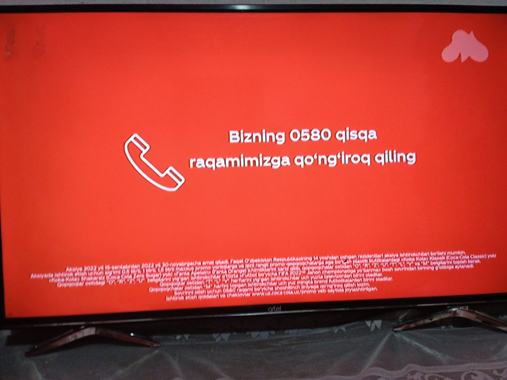 ARTEL SMART TV 43 LIK satiladi taza 3 ay bold alinganina