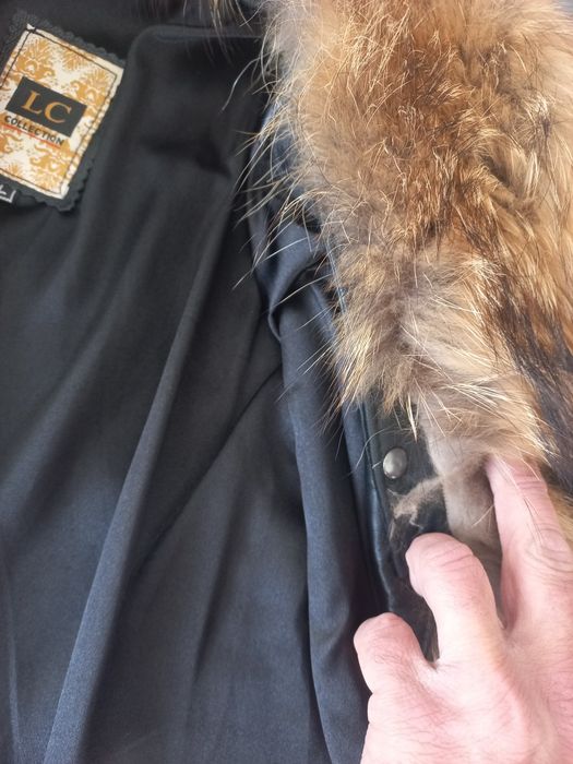 Geaca piele dama cu guler blana naturala