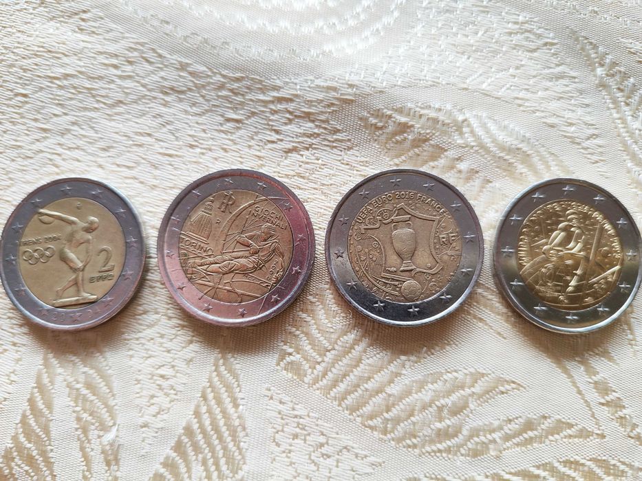 Възпоменателни  Евро монети на важни спортни събития.