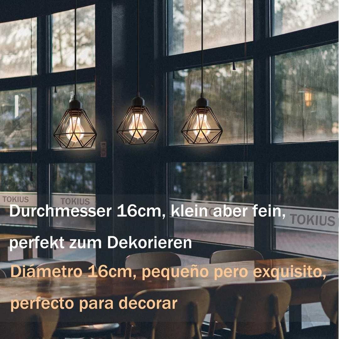 Lampă suspendată cu 3 becuri vintage cu design geometric E27