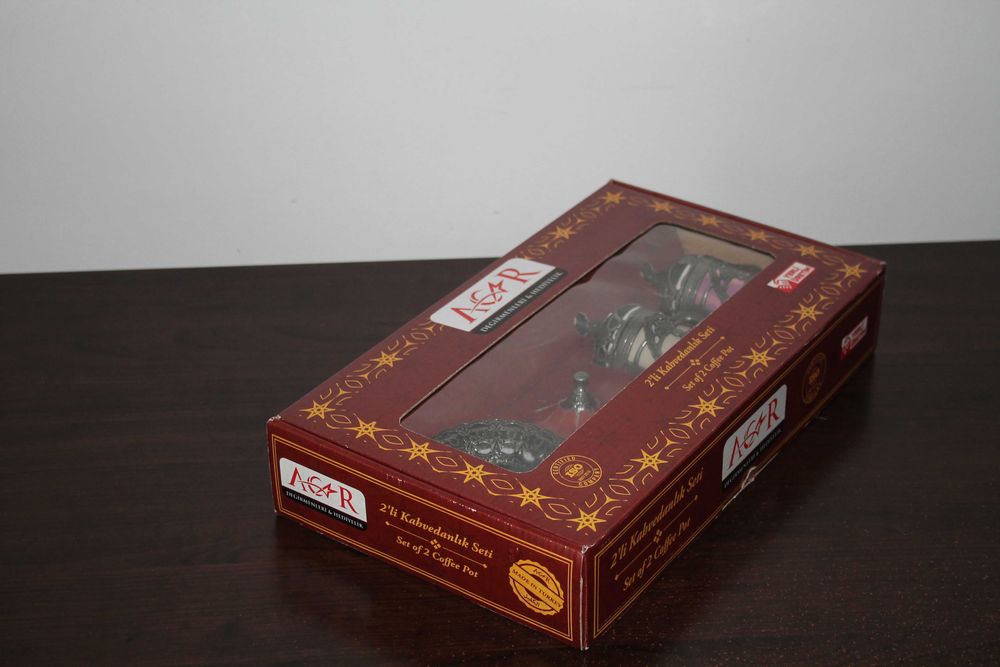 Set 2 cești cafea, model otoman, cu tavă și zaharniță