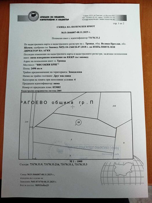Земеделска земя 2200 лв/дка