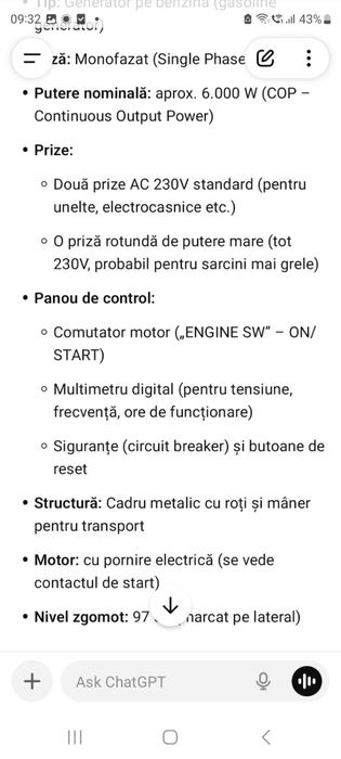Generator Ford benzina FG9250E