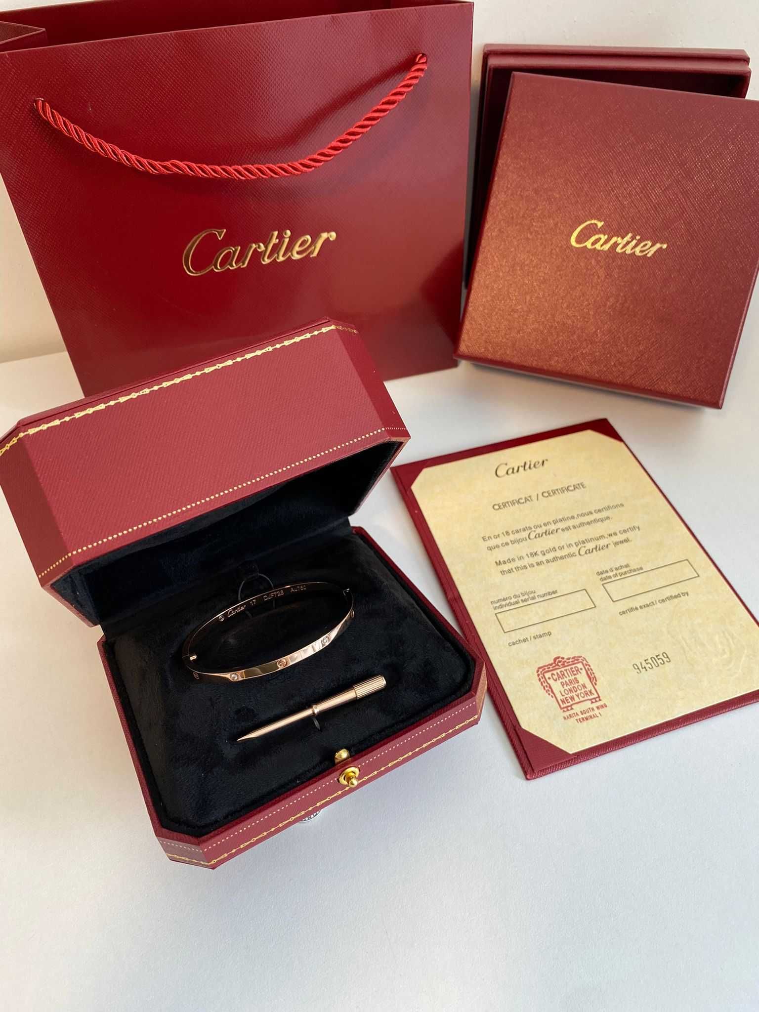 Brățară Cartier LOVE Slim 17 Rose Gold 750 Diamond cu Cutie