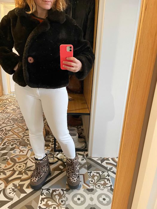 Палто TEDDY BEAR  с косъм, пухено палто от еко кожа, размер С или М