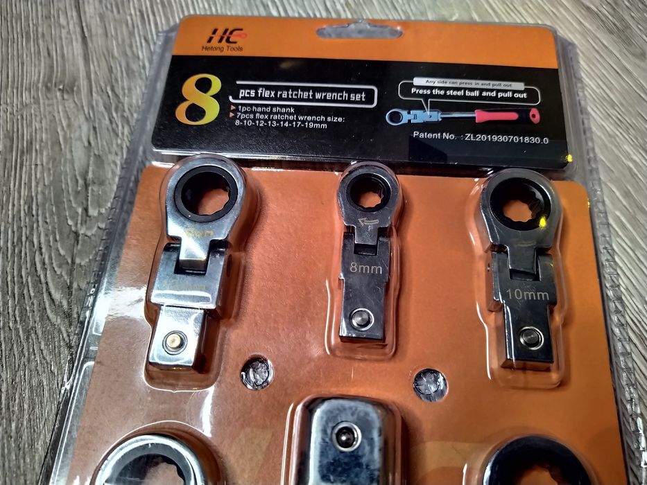 SET 8 Chei Profesionale Inelare Articulate cu Clichet