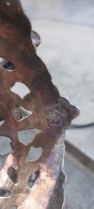 Obiect vechi Argintat cu vas din Cristal