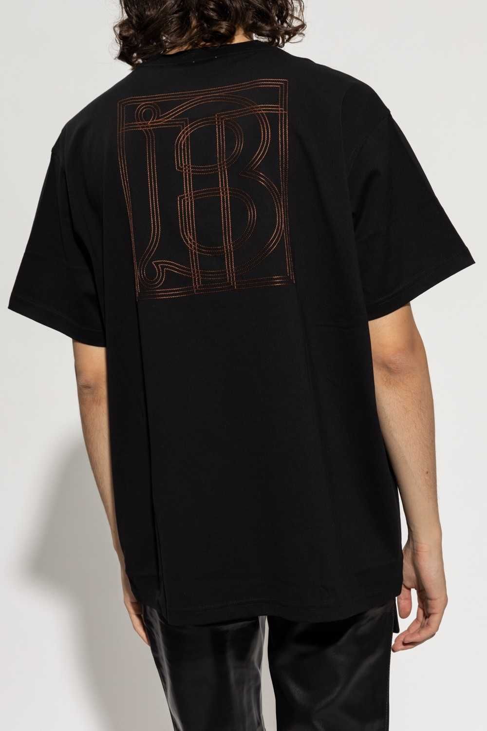 BURBERRY Black Magna TB Embroidered Logo Мъжка Тениска size M и XL