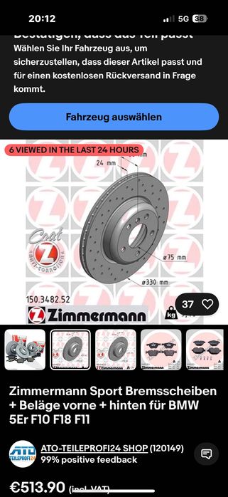 Vând discuri și plăcuțe noi zimmerman BMW f10/f11 330mm