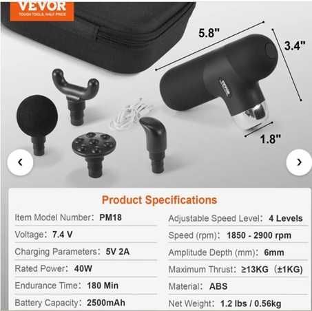 Cadoul asteptat de femei seniori-Ap. masaj puternic mic portabil VEVOR