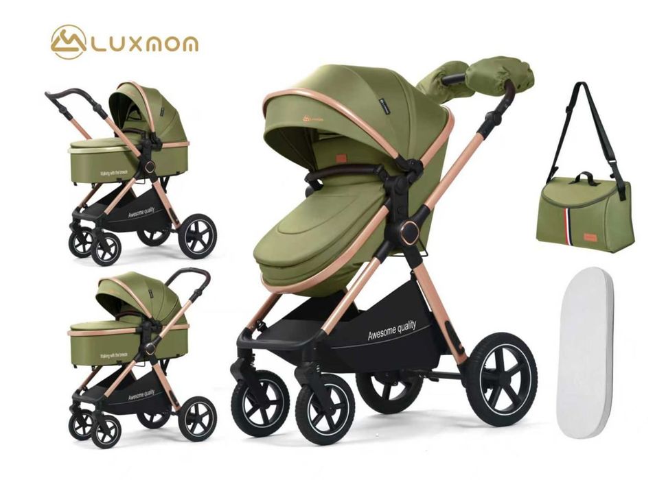 Коляска LUXMOM Premium 3-в-1 с люлькой и прогулочным блоком

• Модель