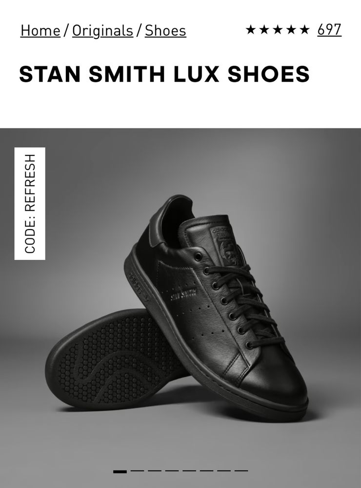 Adidas КРАСОВКИ STAN SMITH LUX SHOES 100% Кожа премиум класса
