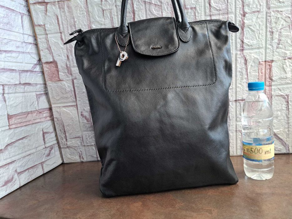 дамска чанта,черна кожена чанта PICARD-естествена кожа