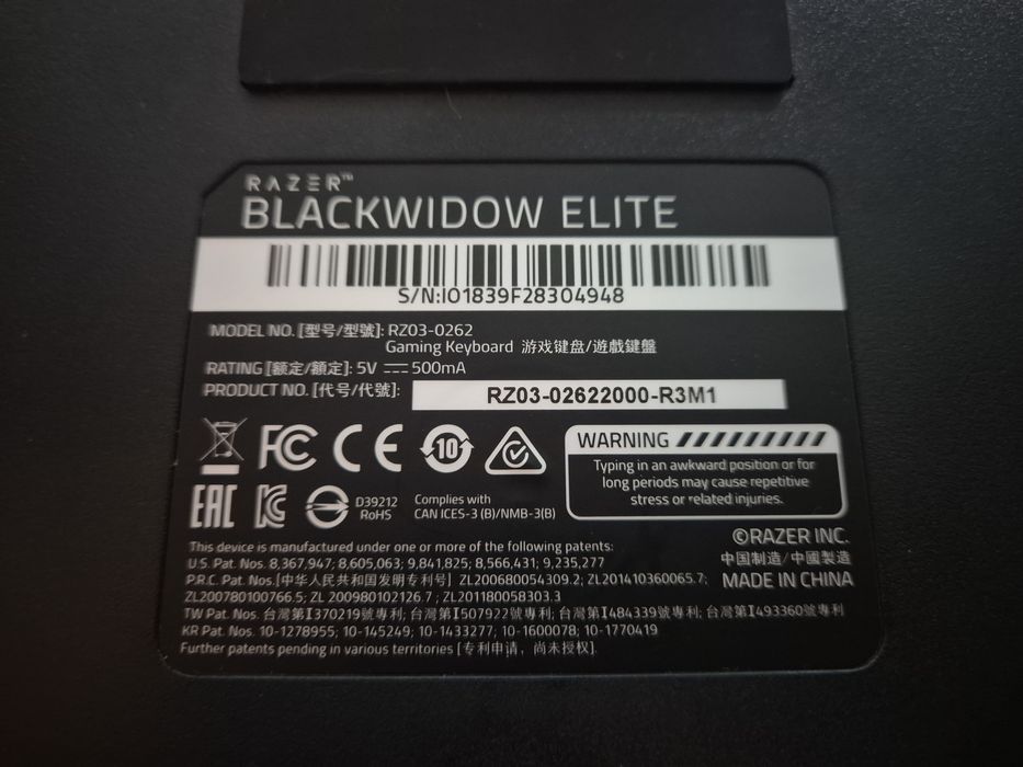 Razer Black Widow Elite клавиатура EN/US yellow switches chroma