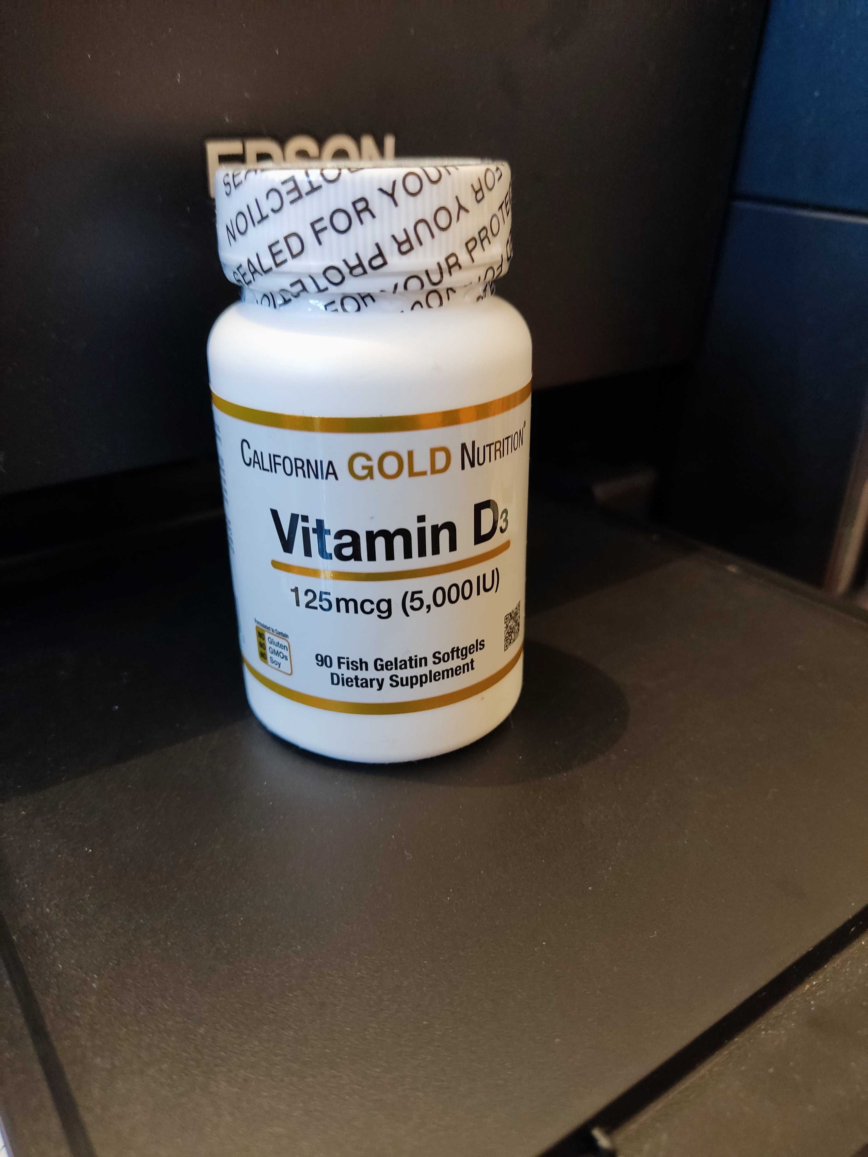 витамин D3, 125 мкг (5000 МЕ), 90 капсул из рыбьего желатина