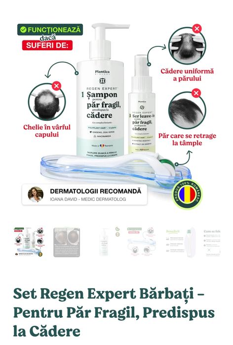 Șampon, rolă si ser anticadere a părului bărbați