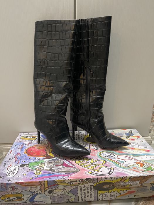 Ботуши Jeffrey Campbell естествена кожа, вфект крокодил