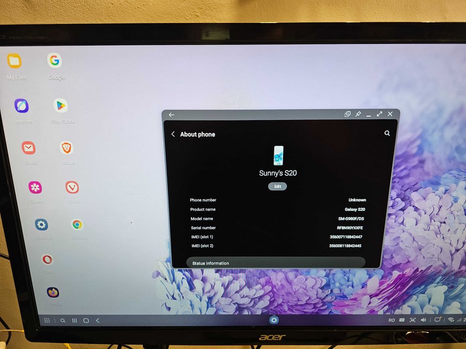 Defect Samsung s20 ecran defect