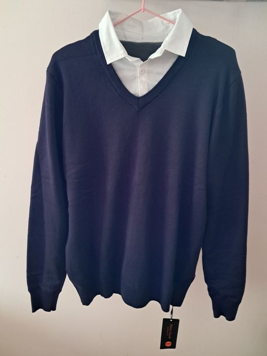 Свитер синий, трикотажный. Marco Azzali.