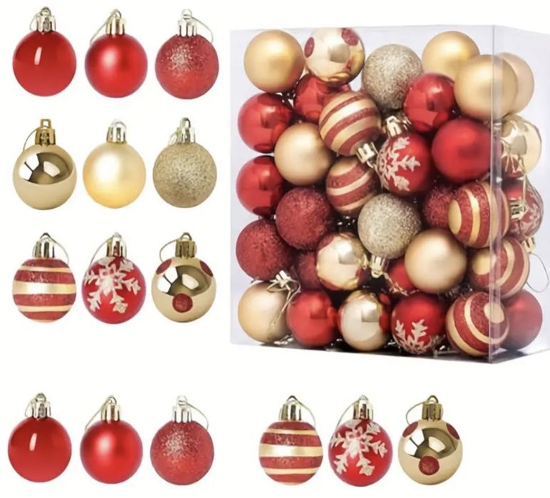 Комплект от 100 коледни топки многоцветни 3 стила