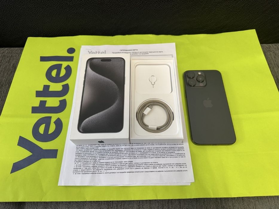 КАТО НОВ 512GB iPhone 15 Pro Max  Гаранция Yettel 2025 Black