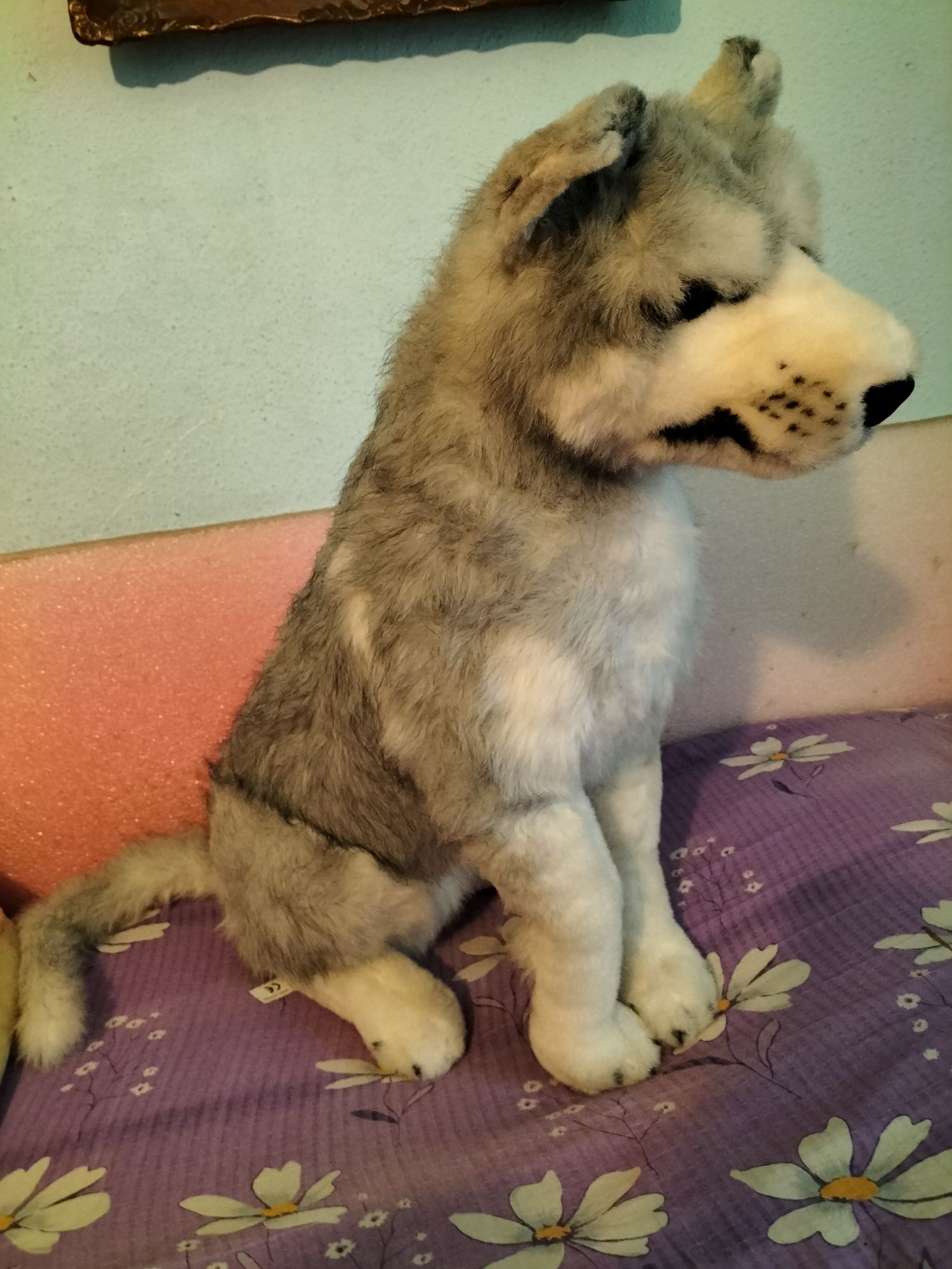 Lup câine mare realist pluș