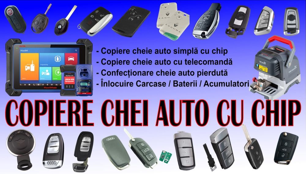 Copiere chei AUTO cu chip/Deblocari uși auto DOAR ÎN LUDUȘ