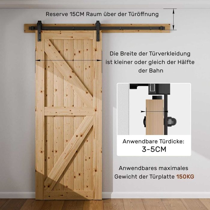 Sistem Glisant pentru Ușă Tip Barn Door, 201 cm, NOU, Factura