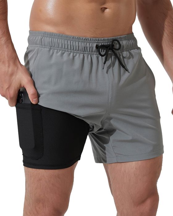 Shorts de baie bărbați Arcweg 2în1, uscare rapidă, buzunar interior S