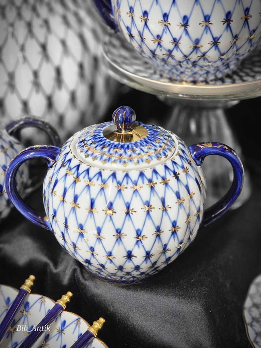 Lomonosov Russian Imperial Porcelain "Cobalt Net"